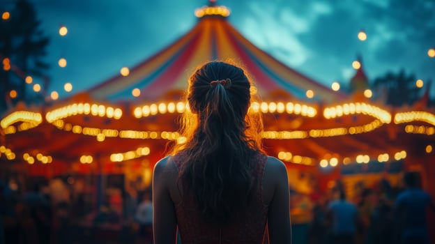 Evening at the carnival with colorful lights and joyful atmosphere photo