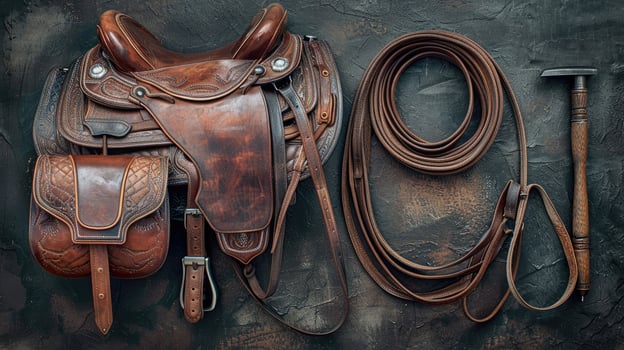 Composition of riding equipment.. photo