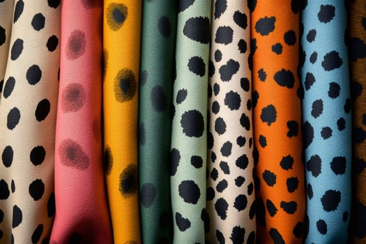 Colorful fabrics showing various dotted patterns creating a stunning visual effect photo