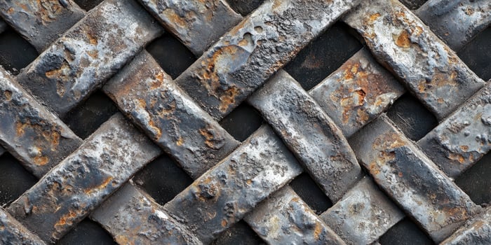 Woven metal strips exhibiting signs of age and rust photo