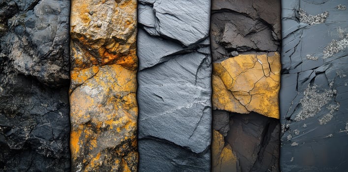 Image showcases different types of stone textures and colors photo