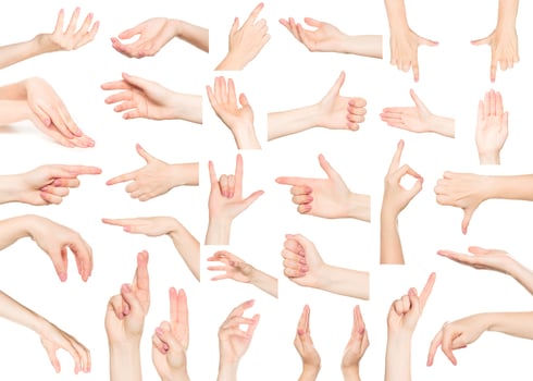 Collection of various hand gestures showcasing communication techniques and expressive movements photo