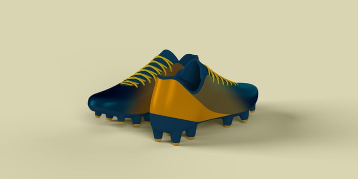 two orange and blue boots on the set photo