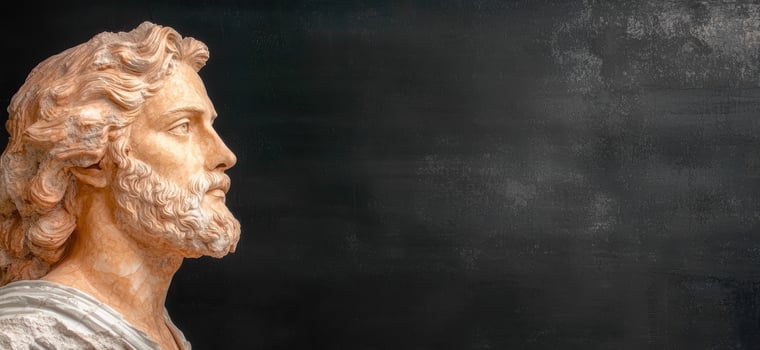 Marble bust of a bearded man against a dark background photo