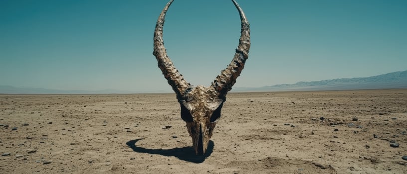 Animal skull in the desert landscape photo