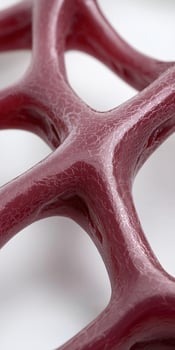 Close up of a red, textured, organic looking lattice structure photo