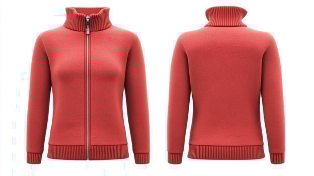 Red women's zip up jacket mock up photo