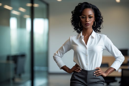 A beautiful black woman in a business suit photo