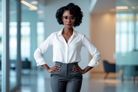 An attractive black woman in a business suit photo