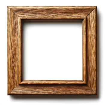 Empty square wooden frame isolated on white offering versatile uses photo