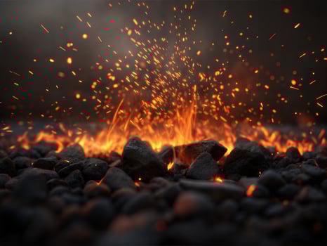 a close up of a fire with sparks and lava photo