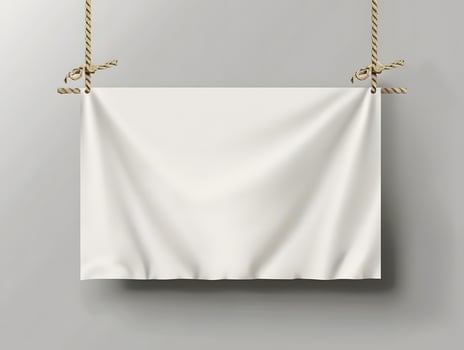 Blank white cloth hanging on a rope photo