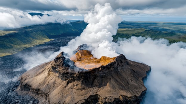 Aerial view of a volcano in iceland photo