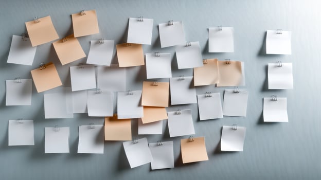 Many sticky notes attached to a wall photo
