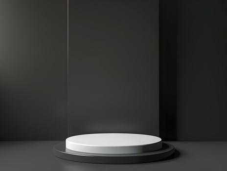 Empty podium with black wall background 3d render photo