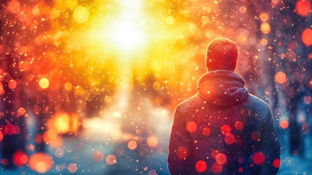 A man standing in front of a bright light photo