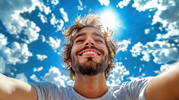 A man is taking a selfie with his phone photo