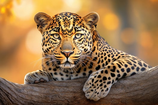 Majestic Leopard Resting on a Tree Branch photo