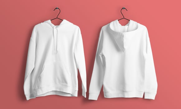 White hoodie mockup on a red background photo