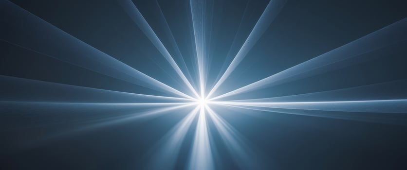 Abstract Light Rays on Dark Blue Background Celestial Beam Effect. photo
