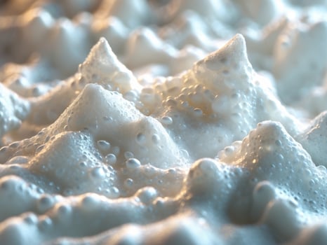 Close up view of creamy white foam texture. photo