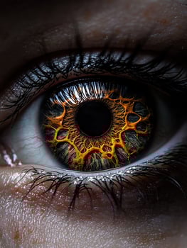Close up of a human eye with a unique, detailed iris pattern photo