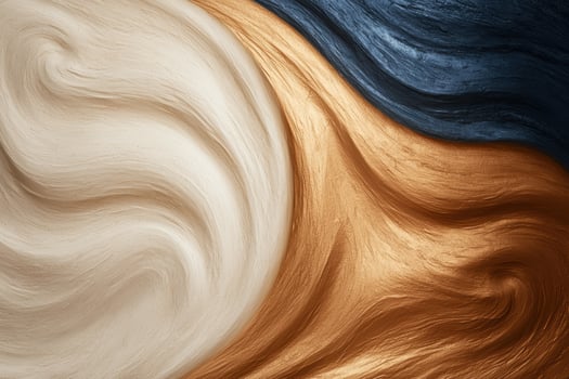 Abstract flowing textures in cream, gold, and navy blue photo
