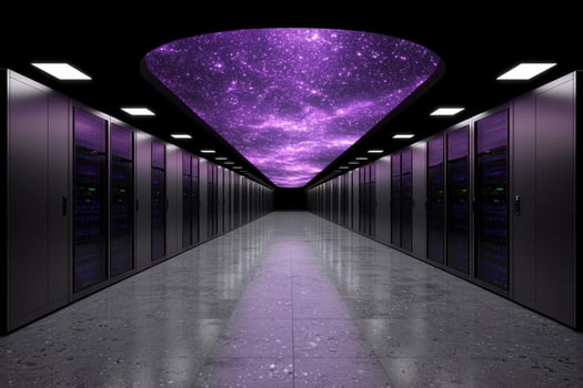 Modern server room with galaxy ceiling photo
