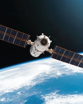 a space station orbiting Earth photo
