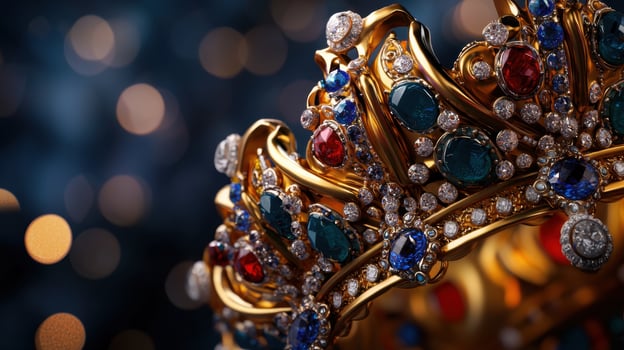 A crown with colorful gems on it photo