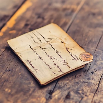 Old letter on wooden table photo