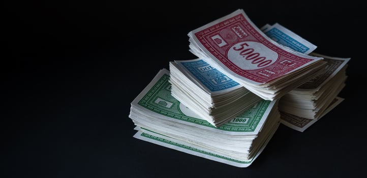 Stack of fake banknotes. photo