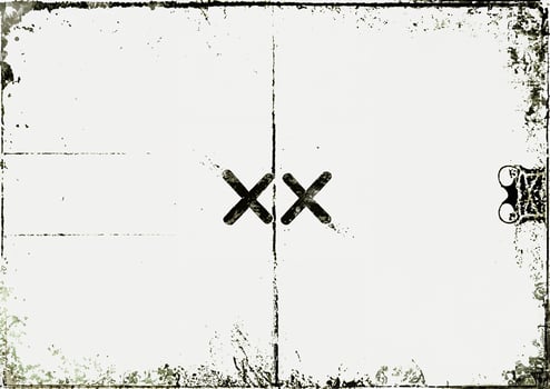 A retro grunge-style frame texture with black distressed edges on a light background, ideal for overlay effects. photo
