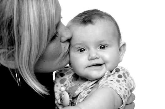 Mother is kissing baby photo
