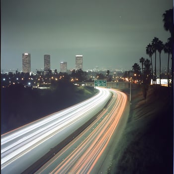 A city skyline at night photo