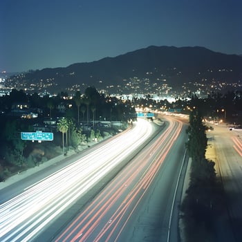 A highway with cars driving on it photo