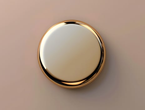 Golden oval button on a beige background photo