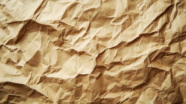 Wrinkled Brown Paper Texture Close-up with Shadows and Creases photo