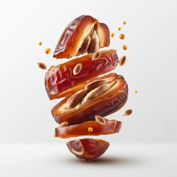 Nourishing half slice fresh juicy dates fruit on white background for health-conscious meal plans photo