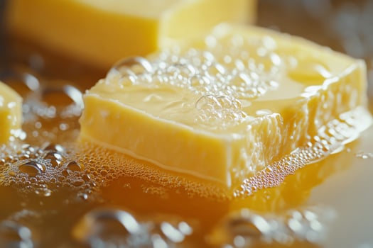 Melting butter in hot cooking oil photo
