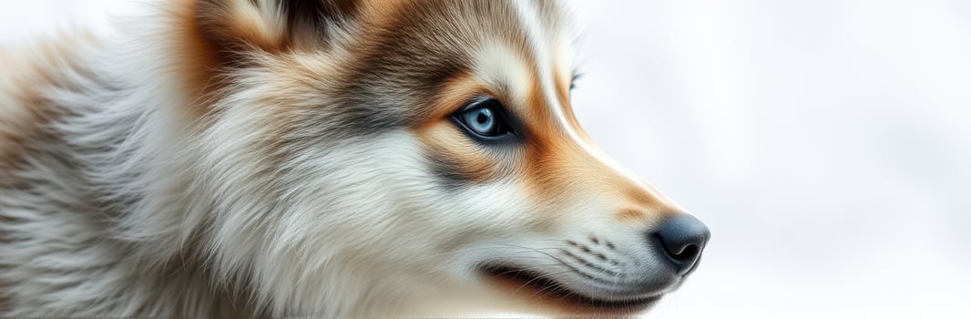 Portrait of a young fox with striking blue eyes in a natural, blurred background during daylight photo