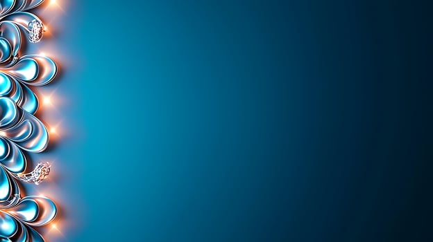 A blue background with a flower design photo