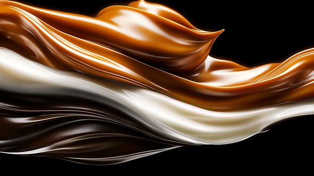 A swirl of chocolate and white liquid on a black background photo