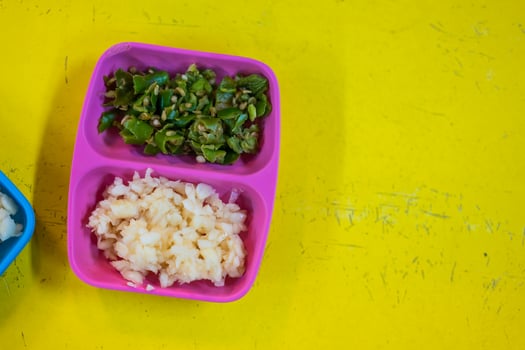 Chopped chili and garlic for add sukiyaki dip sauce photo