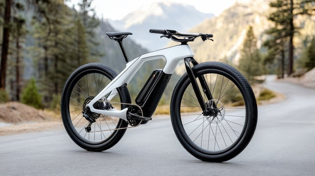 The electric bike is parked on the road photo