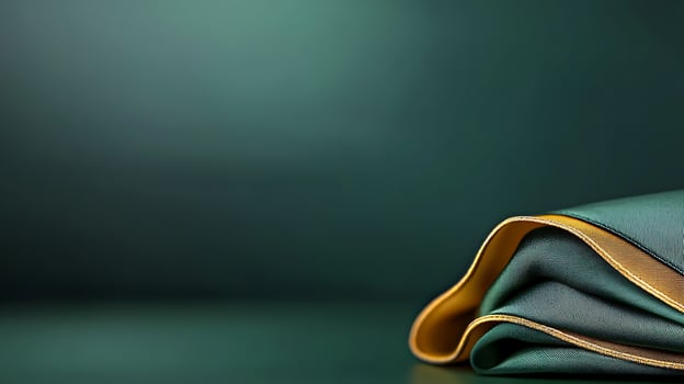 A green and yellow folded piece of cloth photo