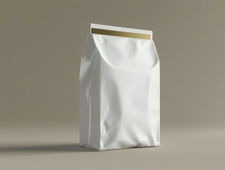 White bag with gold stripe on top on a gray background photo