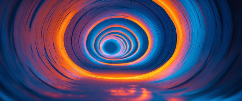 Abstract Glowing Tunnel with Blue and Orange Energy photo