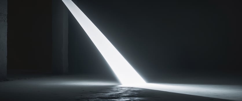 Bright beam of flashlight illuminating dark space. photo