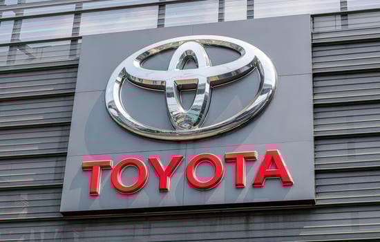 Nonthaburi Thailand 3 February 2025 Logo Toyota on wall building photo